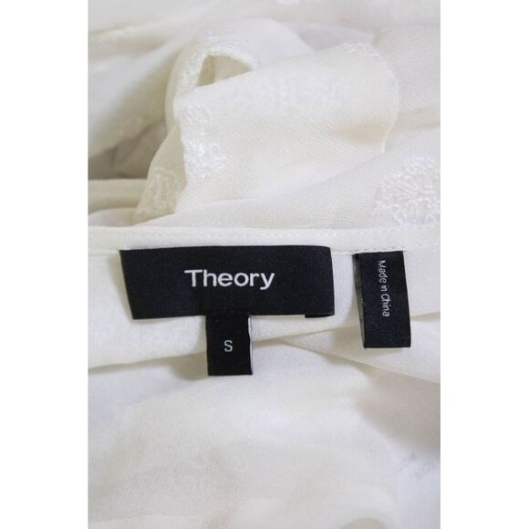 Theory Womens Silk Embroidered Crossover V Neck Tank Top White Size Small - Picture 5 of 5